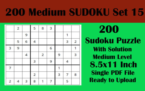 200 Medium Sudoku Puzzles for KDP Printing