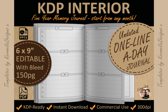 Explore the Versatility of the 6x9 UNDATED One Line a Day Template 5yrs