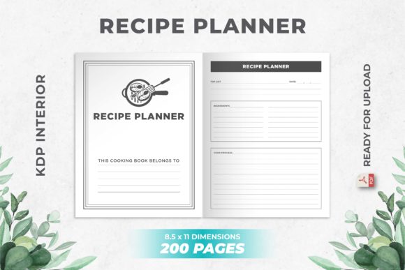 KDP Interior Recipe Planner 200 Pages